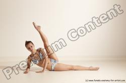 Swimsuit Gymnastic poses Woman White Moving poses Slim long brown Dynamic poses Academic